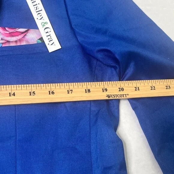 Paisley & Gray Slim Fit Royal Blue Blazer With Black Lapel & Floral Lining Size - Picture 5 of 6